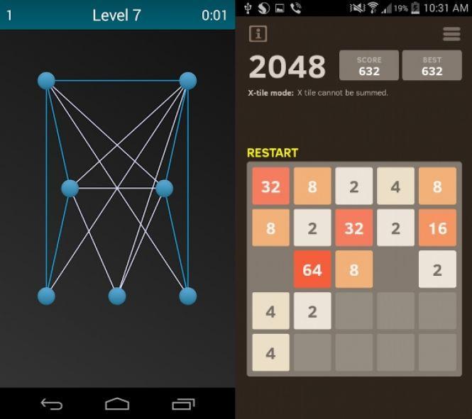 Entangled Game and 2048 Number Puzzle