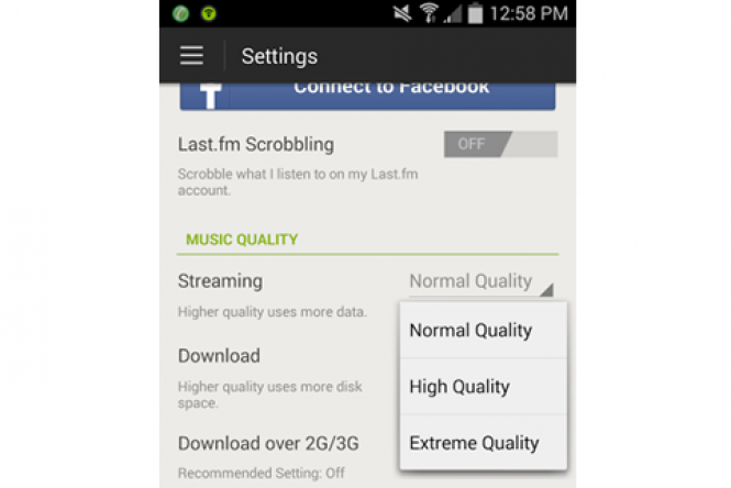 Spotify Streaming Settings