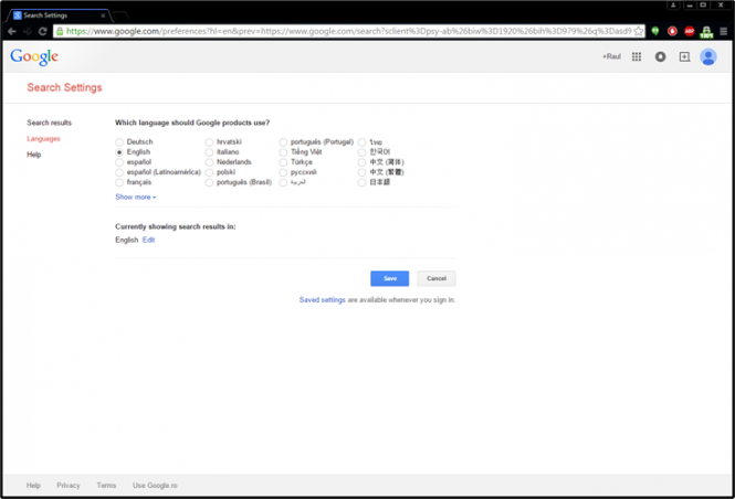 Google Language Settings