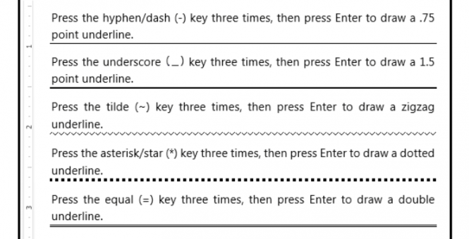 Rapid underline