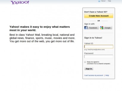 Yahoo Mail Entrance Page