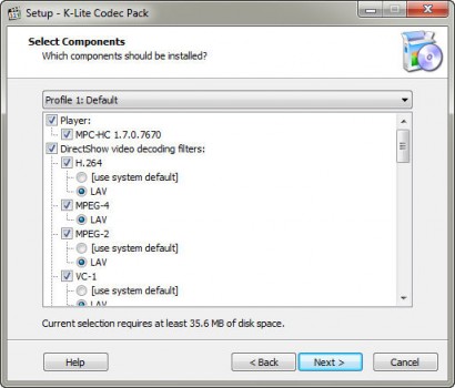 K-Lite Codec Pack : Setup Window
