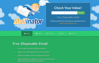 Mailinator Mail Check on Home Page