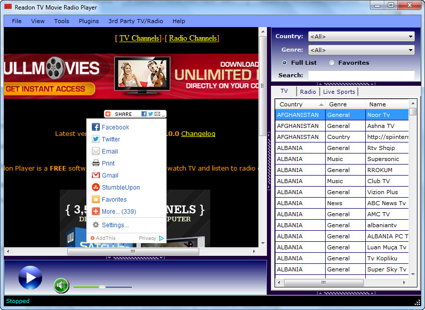 readon tv movie radio player 7.6 0.0 free download