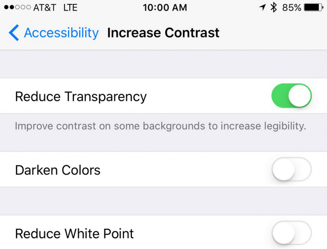 Transparency settings