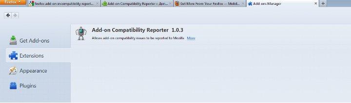 Incompatibility reporter add-on